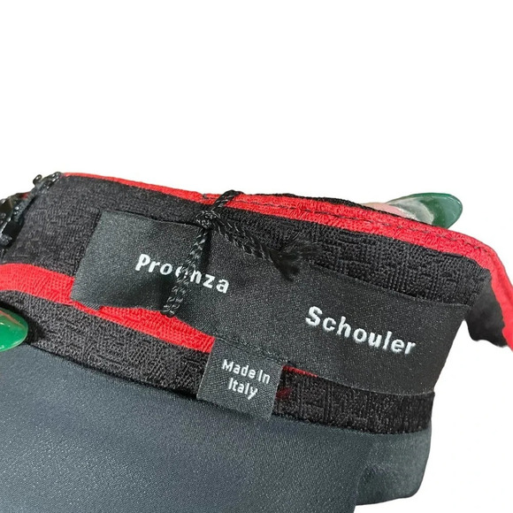 Proenza Schouler Striped Jacquard Suiting‎ Wrap Skirt Black Red Size 4 - Picture 12 of 13